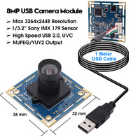 Modul Kamera USB ELP Fixed Focus 8MP dengan Lensa 8mm, Banyak Lensa Lainnya Tersedia, Driver Gratis, Kamera Micro USB untuk Android