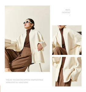 Chaqueta de <span class=keywords><strong>Lana</strong></span> Corta para <span class=keywords><strong>Mujer</strong></span>, Estilo <span class=keywords><strong>Jersey</strong></span> de Béisbol, Cuello Alto, <span class=keywords><strong>Lana</strong></span> Sólida de Doble Cara, Otoño/Invierno - Product Image 3