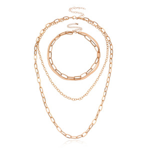 Collar multicapa <span class=keywords><strong>de</strong></span> <span class=keywords><strong>cadena</strong></span> <span class=keywords><strong>de</strong></span> hierro con hoja torcida geométrica <span class=keywords><strong>de</strong></span> moda, gargantillas populares exageradas Retro Punk <span class=keywords><strong>para</strong></span> mujer - Product Image 6