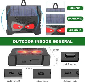 SAIJZEK - Vente en gros - Répulsif à ultrasons pour animaux, alimenté par énergie solaire, pour extérieur - Répulsif contre les serpents, les rongeurs, les souris, les chauves-souris, les chats - Product Image 6