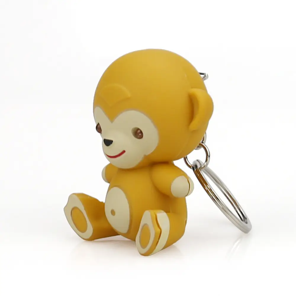 new cartoon Cute Animal Monkey Doll Keychains Women Car Bag Pendant Trinkets Key Chains With LED Light Sound Keyfob Gift