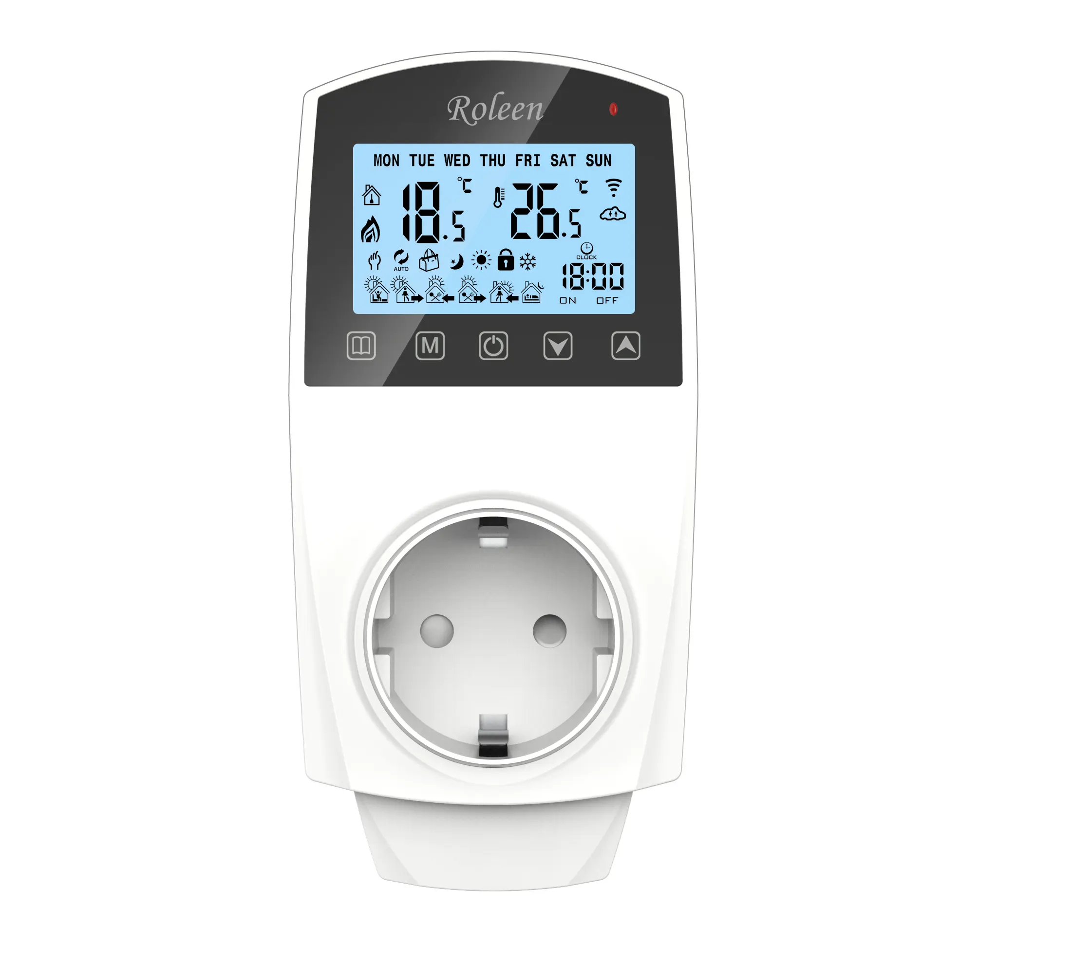 Écran LCD 16a 220V Thermostat de pièce numérique Thermostat enfichable prise ue pour système de chauffage par le sol électrique