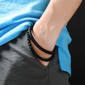 Pulsera de Cuero Genuino y Piedra Volcánica de Alta Calidad al por Mayor - Product Image 4