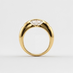 Bague dôme flottante en argent sterling 925 plaqué or 18 carats avec moissanite - Product Image 4