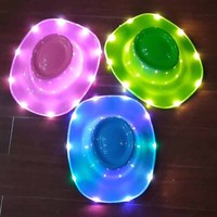 Commercio all'ingrosso della fabbrica materiale in PVC Hip Hop Pop Show Jazz incandescente cappelli da Cowboy adulti Led luci per feste