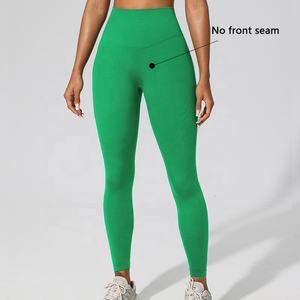 黒ハイウエストワークアウトタイツスポーツジムヨガパンツレギンス女性用フィットネスバットリフトスポーツバターソフト卸売 - Product Image 4