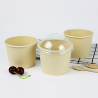 Tasse à crème glacée en papier de pulpe de bambou jetable à emporter en papier de qualité alimentaire biodégradable avec couvercle