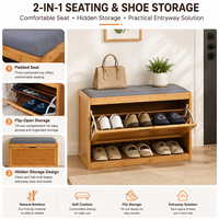 Banc de rangement de chaussures en bambou moderne d'usine banc de rangement de chaussures avec siège meubles d'armoire à chaussures