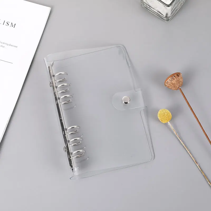 Transparent Ring Binder Covers Closure Loose Leaf Folder Clear Soft PVC Notebook promotion any color