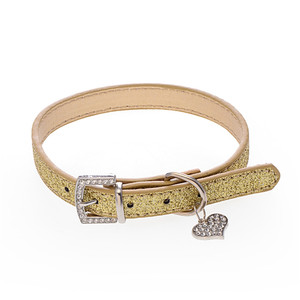 <span class=keywords><strong>Collar</strong></span> de gato y perro de cuero PU de patrón sólido con accesorio colgante, Correa y <span class=keywords><strong>Collar</strong></span> para mascotas - Product Image 5