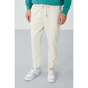 Pantalon de survêtement pour homme en coton beige French Terry, coupe standard, respirant, 82154 - Product Image 3