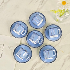 6 <b>Cups</b> and <b>Saucers</b> Gift Set Exquisite Classic Bone China Eco-friendly Blue Gift Box Luxury Hotsale Ceramic Round Business Gifts - Product Image 2