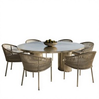 Meubles de jardin, table et chaises de jardin pour villa, ensemble de salle à manger extérieure en teck de luxe, table extérieure pour hôtel, ensemble de salle à manger extérieure pour hôtel
