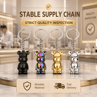Porte-clés personnalisés 3D Ours Violent, style Bearbrick en métal, breloque de sac pour clés de voiture et accessoires de mode