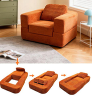 Canapé de sol pliable en velours côtelé, convertible, compact, pour salon et chambre à coucher