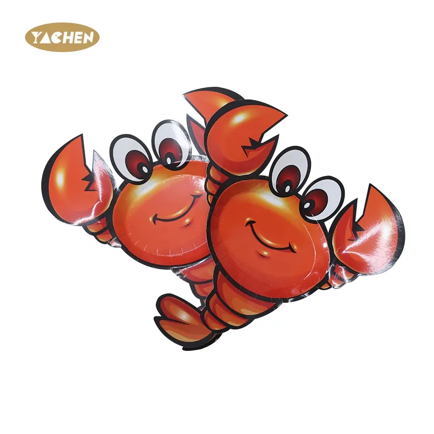 YACHEN wholesale Children Baby Plates & Bowl Lobster Shaped Paper Marine Animal Plate Dish Disposable