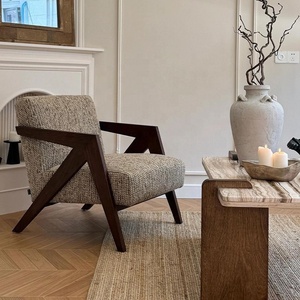 미국 유럽 복고풍 단단한 나무 안락 의자 침실 거실 레저 호텔/빌라 소프트 리처드 접이식 싱글 소파 - Product Image 2