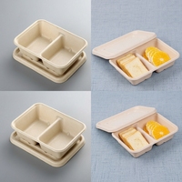 Assiettes en bagasse de canne à sucre naturelles réutilisables, écologiques, compostables, avec couvercle, micro-ondables, biodégradables et recyclables, vente en gros