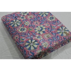 Tela de Algodón Suave con Estampado Floral en Bloques Rosa y Azul, Diseño Jaal, para Ropa de Verano, Tela Africana Hecha a Mano para Confección de Vestidos y Bolsos - Product Image 3