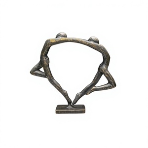 Modern Abstract <b>Couple</b> Sculpture Bronze Finish Decorative Figurine for Home Garden Decoration Supply Display Customizable Figure - Product Image 4