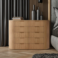 Meuble de luxe à rainures verticales, commode à 10 tiroirs pour chambre à coucher, commode en bois massif