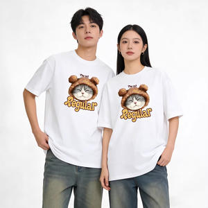 Camiseta unisex con estampado regular The Cat Q88, top informal de poliéster transpirable - Product Image 2