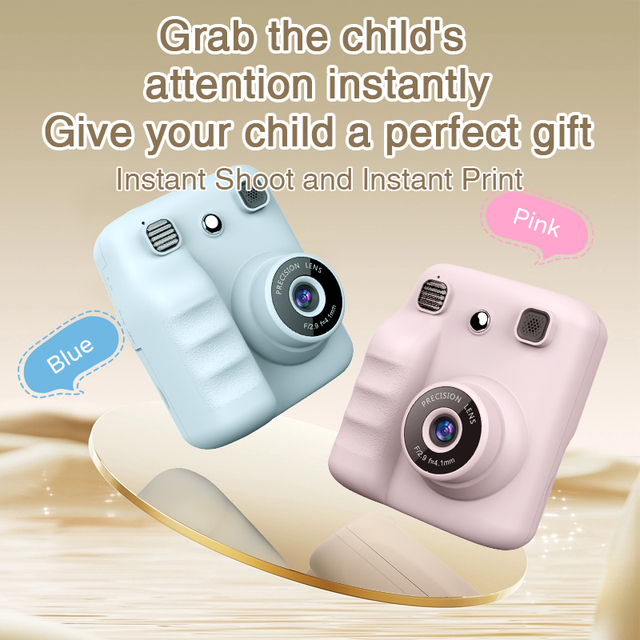 Kids Digital Camera with Instant Print Function 2.4 Inch IPS Screen Multi Shooting Modes Camera Toy for Birthday Gift