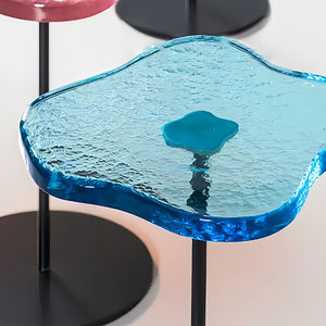 Table d'appoint en métal de style moderne Table d'appoint ronde <span class=keywords><strong>transparente</strong></span> en acrylique coloré Table d'appoint en plexiglas - Product Image 4