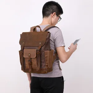 Mochila de Lona Encerada Vintage Personalizada con Logotipo, para Camping, Senderismo, Viajes, Deportes Casuales, para <span class=keywords><strong>Hombre</strong></span> - Product Image 2