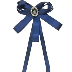 Ribbon Brooch Pin Bow Tie Vintage Pre-Tied Collar Jewelry Bowknot Necktie