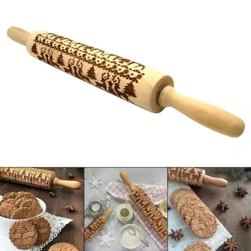 Mattarello in legno goffrato con 16 diversi fiori quadrati rullo per pasta per biscotti in rilievo che decorano utensili da cucina regalo