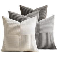 Ensemble de 4 coussins décoratifs carrés lavables en velours côtelé style bohème 40x40cm avec fermeture éclair pour canapé et fauteuil, série grise, estampage à chaud