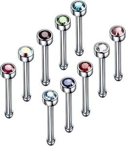Lotus in Stock Piercing de nez en titane massif G23, tige droite avec embout boule - 20G - Product Image 3