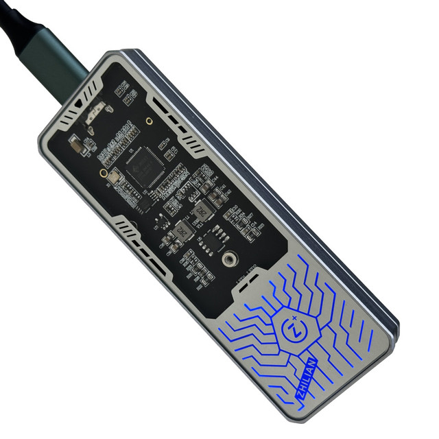 Aluminum Alloy Tempering Glass M.2 NVME USB3.1 10Gbps Hard Disk Enclosure Case Box M.2 SSD Type-C Hard Disk Box