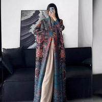 Robe arabe Three Little Houses, automne 2026, manteau long à manches longues haut de gamme, cape avec imprimé modeste, mode commerce extérieur