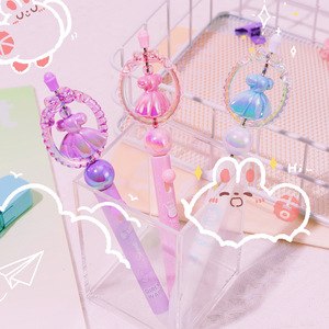Nouveauté : Stylo gel perlé en plastique pour fille, stylo rotatif perlé DIY pour enfants, papeterie mignonne pour étudiants, stylo neutre perlé - Product Image 3