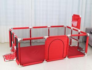 Parc de jeux pour enfants d'intérieur, petit terrain de basket-ball et de football avec barrière de protection, clôture renforcée pour bébé, aire de jeux pliable - Product Image 4