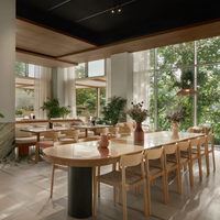 Ensemble de meubles de restaurant modernes et luxueux Songdesign, table à manger carrée en bois massif personnalisable et chaises confortables en tissu