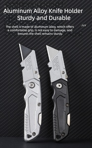 Coltello Multiuso Portatile in Lega di Alluminio con Lama in Acciaio al Carbonio, Design Compatto Pieghevole con Pulsante di Cambio, per Campeggio, Escursionismo e Riparazioni Quotidiane - Product Image 6