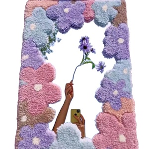 Increíble artesanía púrpura puesta de sol punzón espejo Retro escandinavo <span class=keywords><strong>Grafic</strong></span> marco tufted espejos para pared decoración del hogar - Product Image 6