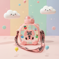 Bouteille d'eau d'été pour enfants 1L, jolie tasse en plastique grande capacité, gourde de sport double usage de haute qualité pour l'école