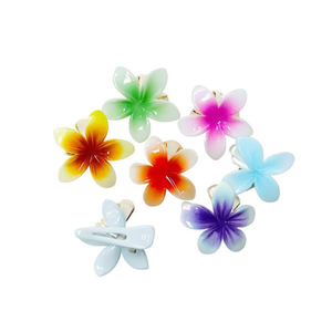Pince à cheveux Frangipani 4 cm pour femme, accessoires capillaires fleuris colorés - Product Image 2