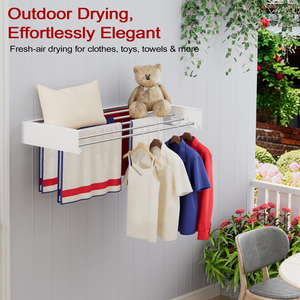 Home Folding Towel <b>Rack</b> 80cm Wall-mounted Clothes Drying <b>Rack</b> Retractable Space Saving Clothes Storage <b>Rack</b> - Product Image 4