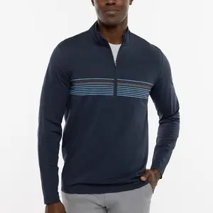 定制标志男士羊毛三分套头衫印花1/4四分之一拉链套头衫运动上衣高尔夫服装