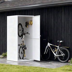 Caja de Almacenamiento para <span class=keywords><strong>Bicicletas</strong></span> de Exterior, Acero Galvanizado, Cobertizo para <span class=keywords><strong>Bicicletas</strong></span> Resistente, Casillero Vertical para <span class=keywords><strong>Bicicletas</strong></span>, <span class=keywords><strong>Garaje</strong></span> Seguro para <span class=keywords><strong>Bicicletas</strong></span>, <span class=keywords><strong>Armario</strong></span> de Acero para Exterior - Product Image 2