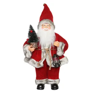 12 "Inch Đứng Santa Claus Vui Vẻ Sang Trọng Xmas Cây Trang Trí Giáng Sinh Trang Trí Bức Tượng Bộ Sưu Tập Búp Bê Kỳ Nghỉ Truyền Thống