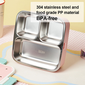 กล่องข้าวเด็กแบบแบ่งช่อง 3 ช่อง สแตนเลส 304 สีตามสั่ง ปลอดสาร BPA ใช้กับไมโครเวฟ<span class=keywords><strong>ได้</strong></span> ป้องกันการรั่วซึม - Product Image 3