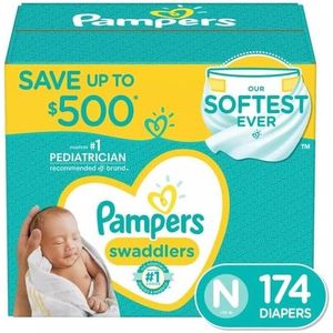 Pañales Swaddlers al por Mayor para Recién Nacidos, Blancos, 174 Unidades, los Más Suaves, Tela No Tejida, Recomendados por Pediatras - Product Image 1