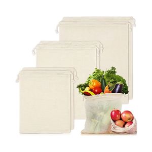 Bolsas de Malla de Algodón Reutilizables, Ecológicas, Personalizables, con Doble Costura, para Frutas y Verduras - Product Image 1