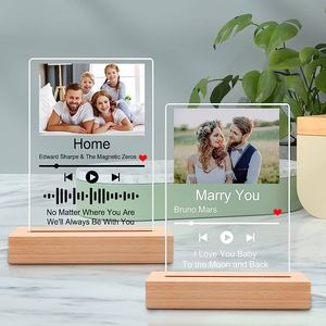 Plaque d'album musical personnalisée en acrylique avec cadre photo LED et base en bois pour <span class=keywords><strong>cadeau</strong></span> <span class=keywords><strong>Spotify</strong></span> - Product Image 4